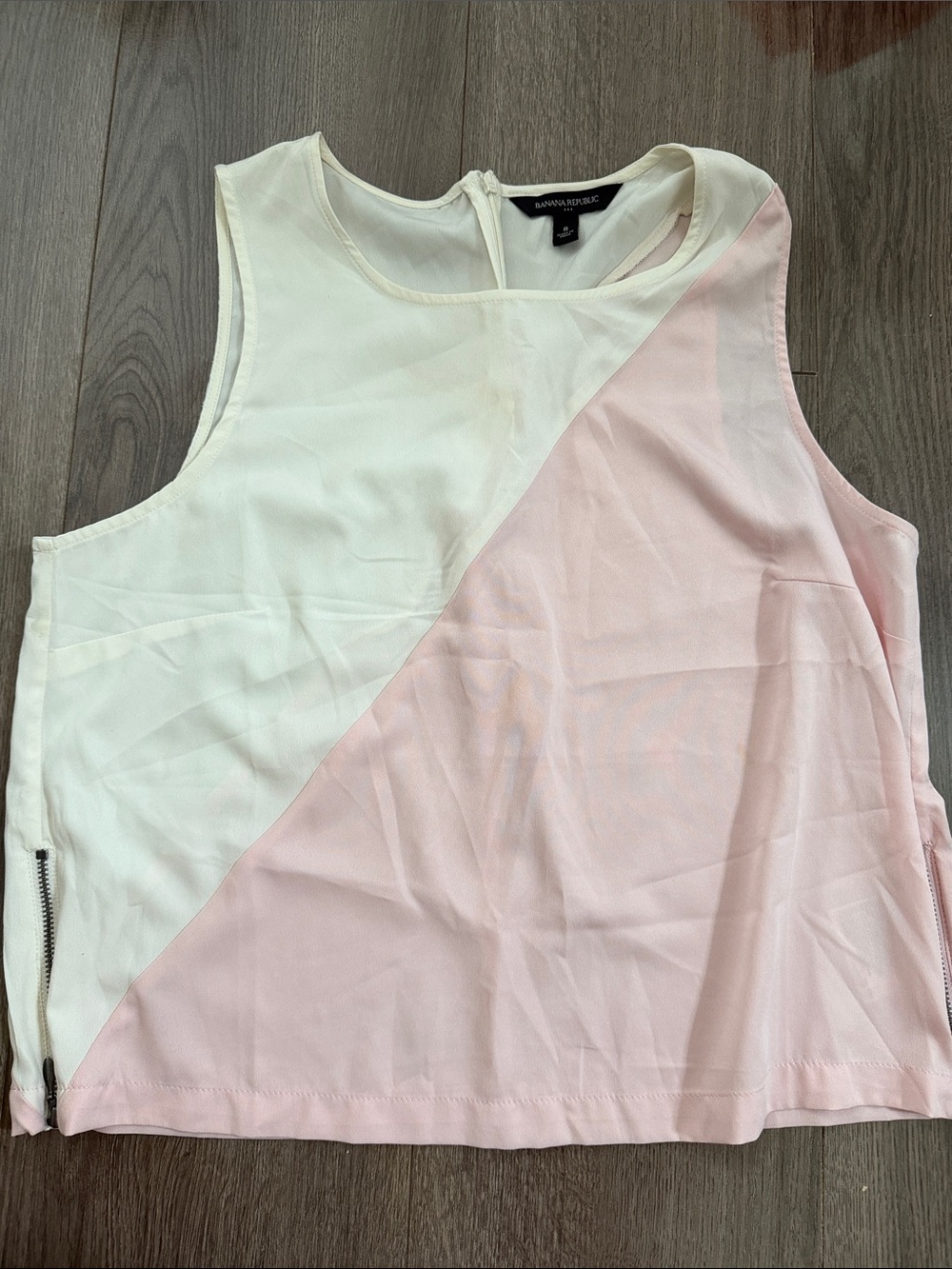 Banana Republic Diagonal Colorblock Sleeveless Tank - Cream & Light Pink